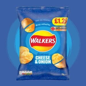 5x Walkers Cheese & Onion 70g