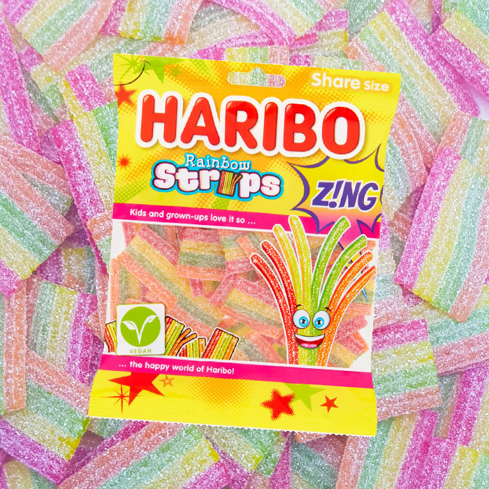 5x Haribo Fizzy Rainbow Strips 130g