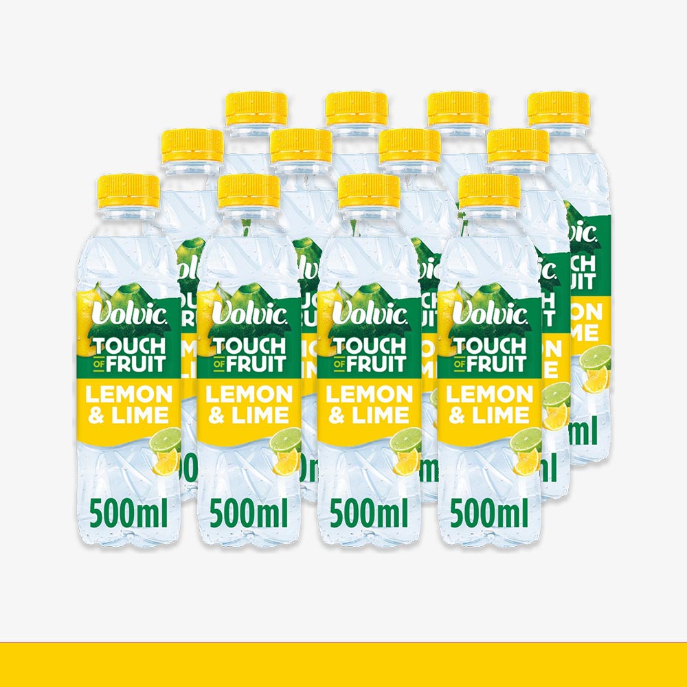 12x Volvic Touch of Fruit Sugar Free Lemon & Lime Flavoured Water 500ml