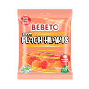 BEBETO PRE PACK FIZZY PEACH HEARTS 10X150G