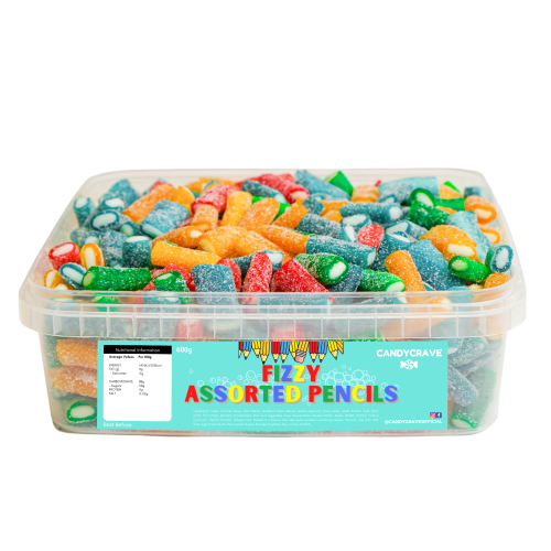 CANDYCRAVE FIZZY ASSORTED PENCILS 600G TUB