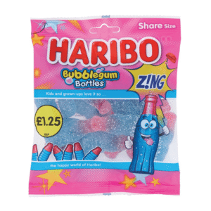HARIBO BUBBLEGUM BOTTLES Z!NG 12x160g £1.25 PMP