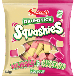 SWIZZELS DRUMSTICK SQUASHIES  RHUBARB & CUSTARD 12x120g BAG