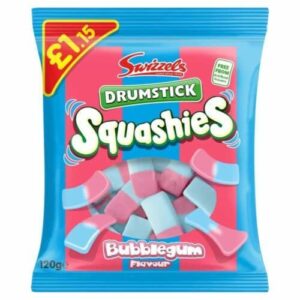 SWIZZELS SQUASHIES DRUMSTICKS BUBBLEGUM £1.15 PMP 12X120G