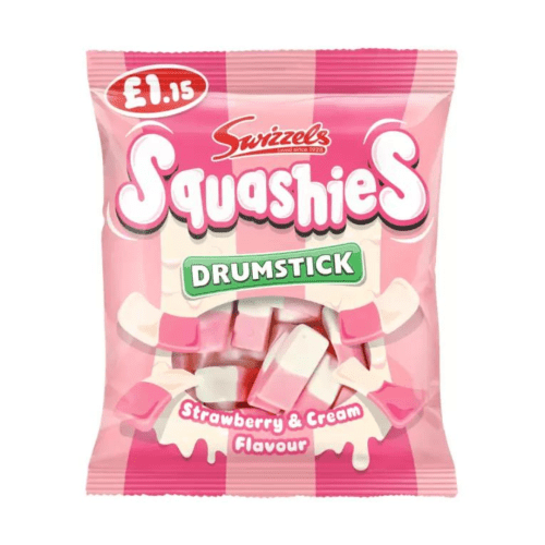SWIZZELS SQUASHIES DRUMSTICKS STRAWBERRY & CREAM £1.15 PMP 12X120G